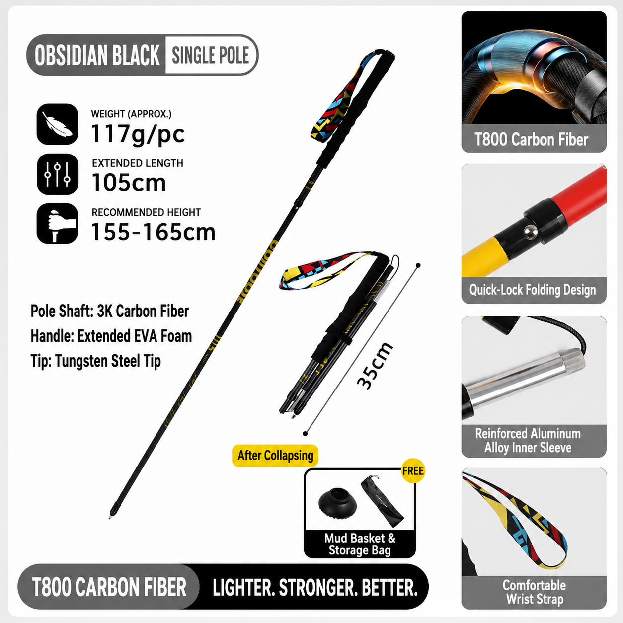 SummitLite™ Carbon Trekking Pole (Single Pole)
