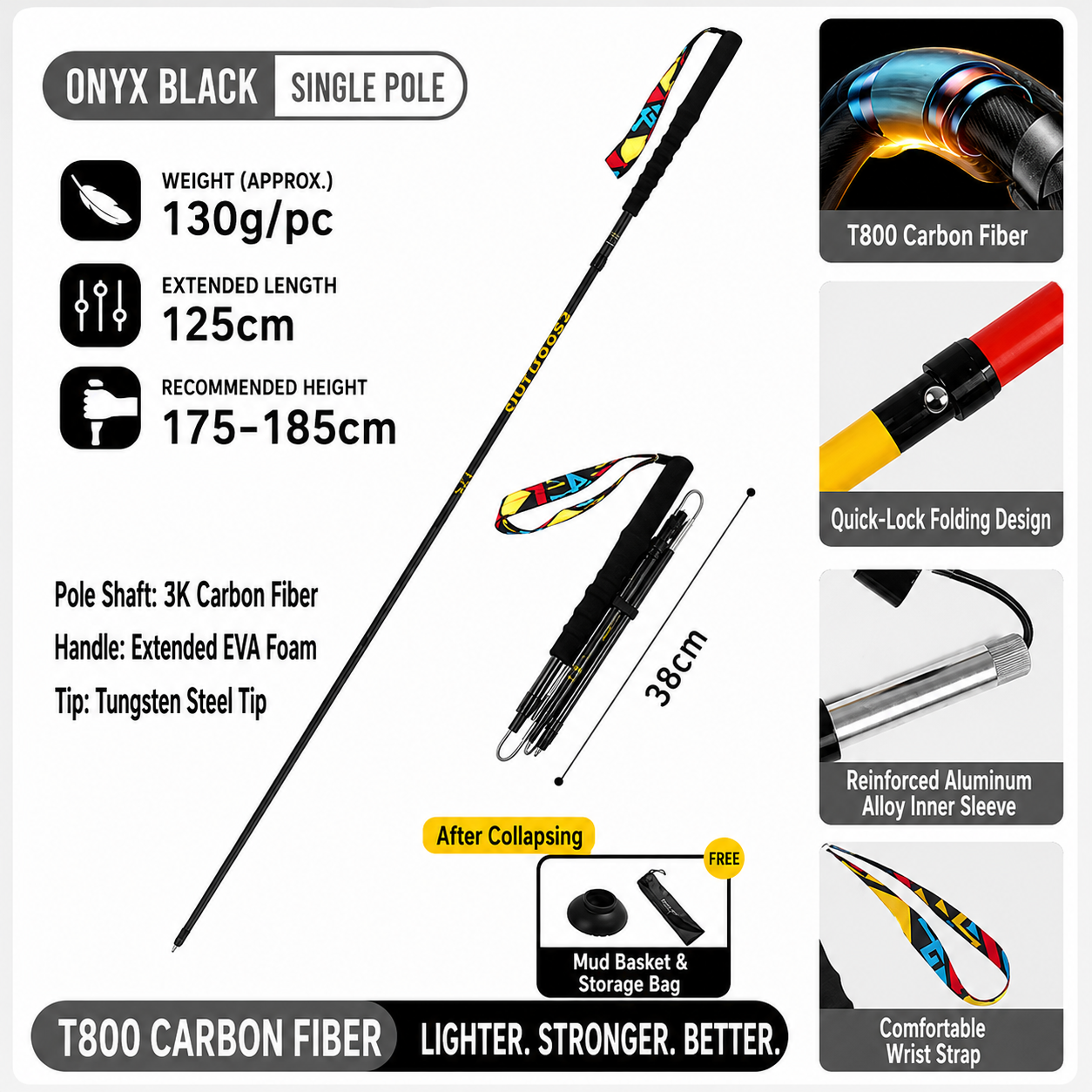 SummitLite™ Carbon Trekking Pole (Single Pole)