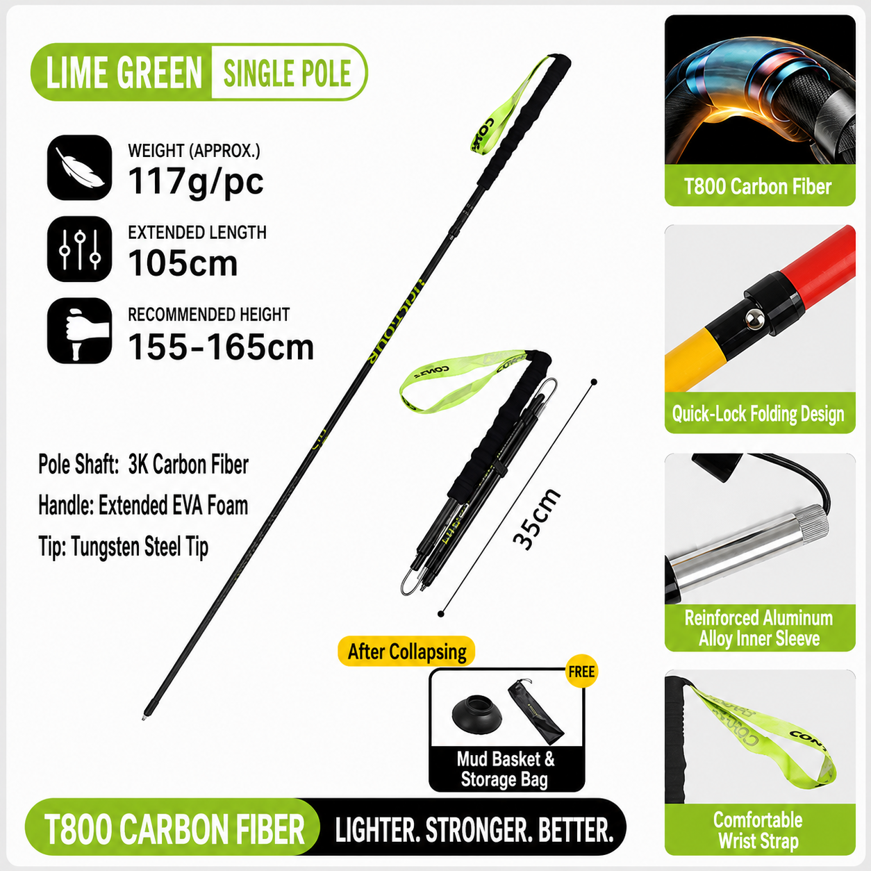SummitLite™ Carbon Trekking Pole (Single Pole)