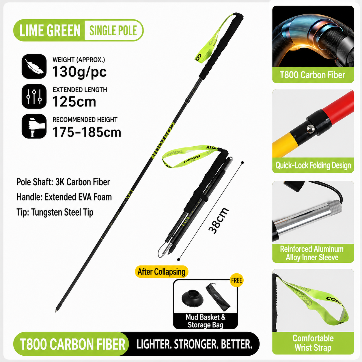 SummitLite™ Carbon Trekking Pole (Single Pole)