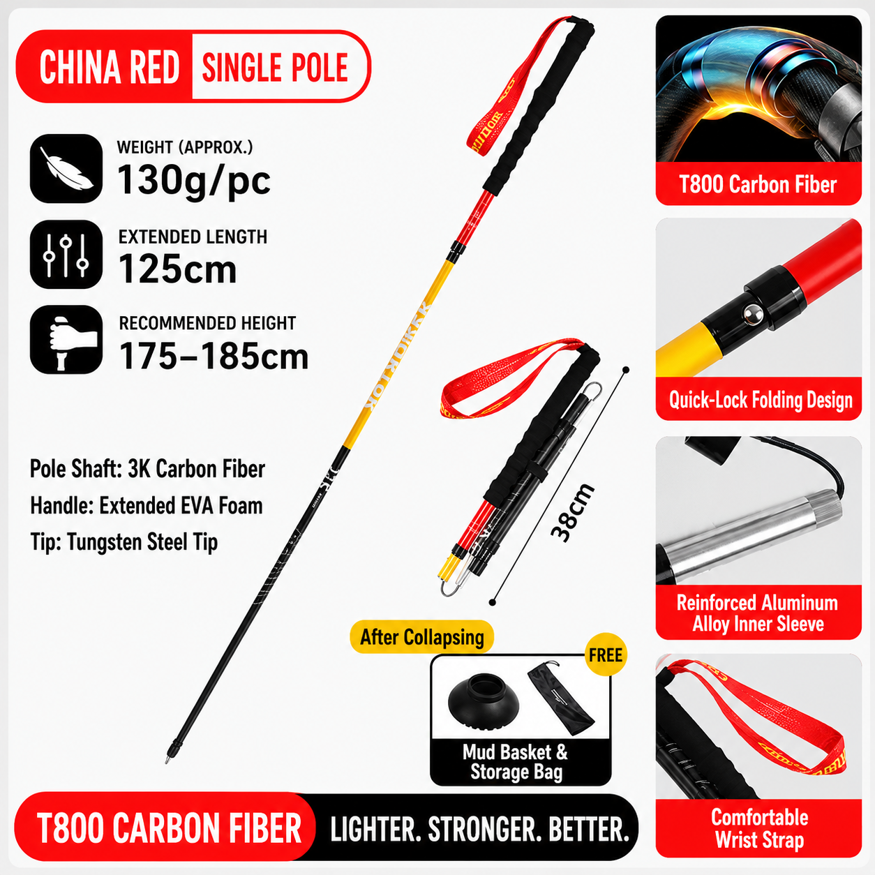 SummitLite™ Carbon Trekking Pole (Single Pole)